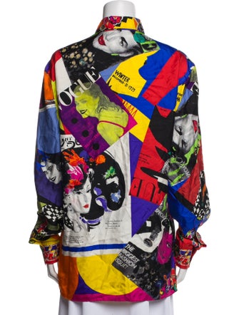 Versace Silk Printed Button-Up Top