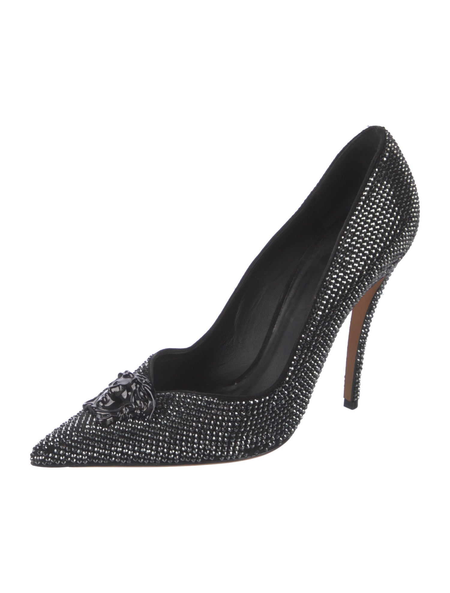Versace Leather Crystal Embellishments Pumps