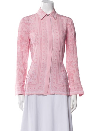 Versace Silk Printed Button-Up Top