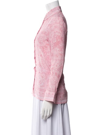 Versace Silk Printed Button-Up Top