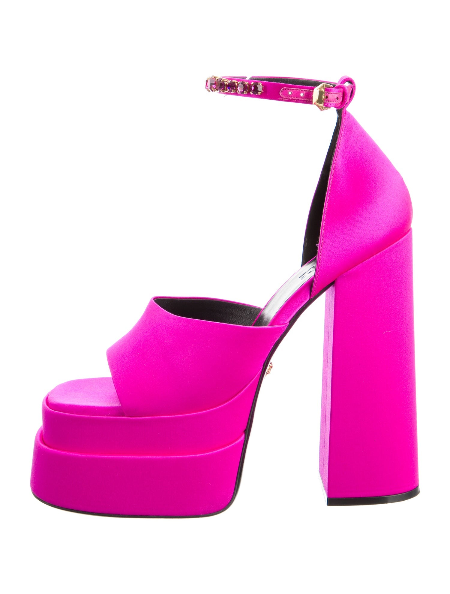 Versace Satin Crystal Embellishments Sandals