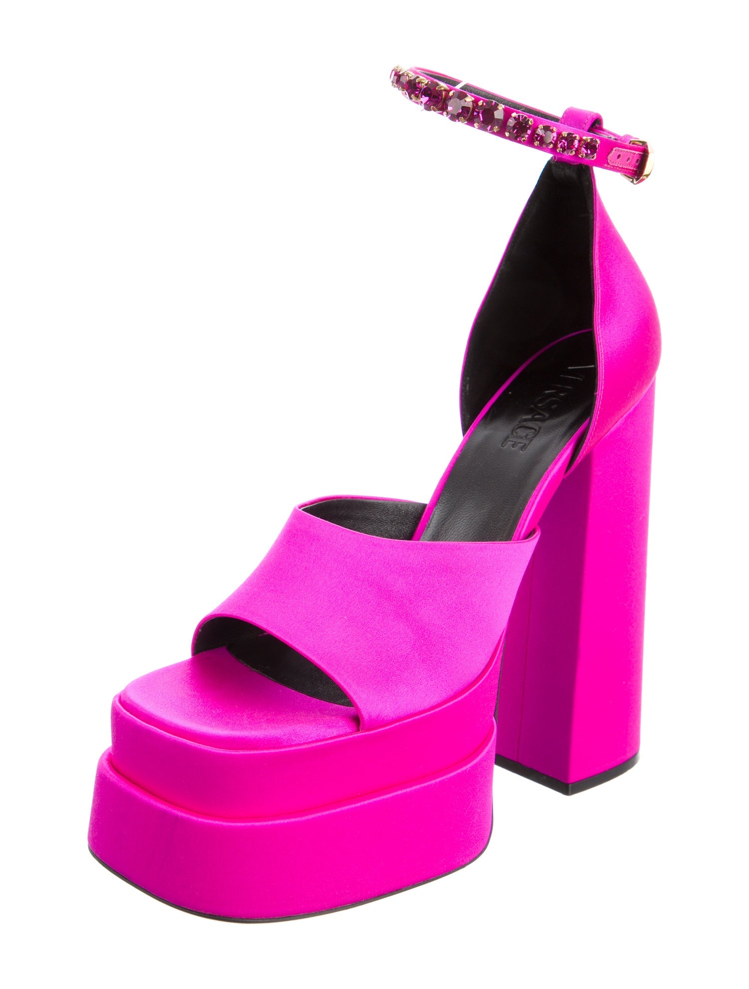 Versace Satin Crystal Embellishments Sandals