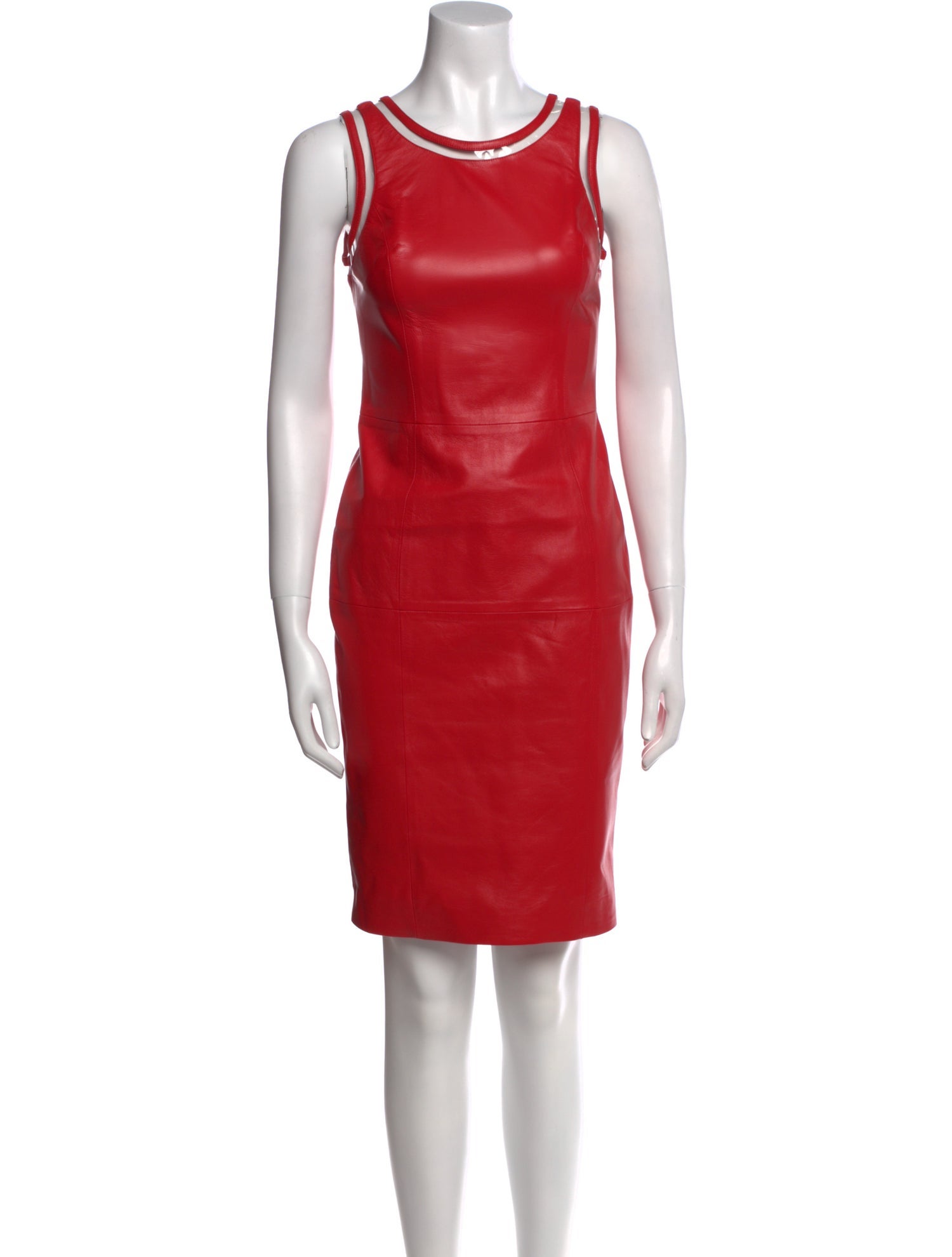 Versace Leather Knee-Length Dress