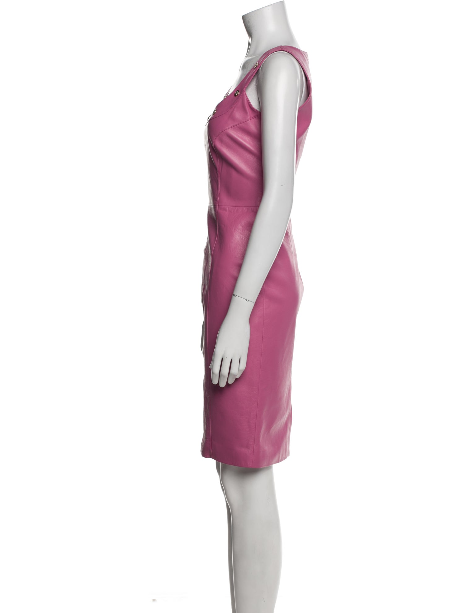 Versace Leather Knee-Length Dress