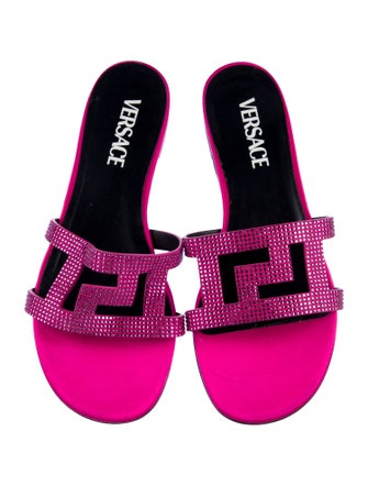 Versace Satin Crystal Embellishments Slides