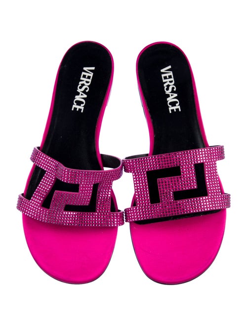 Versace Satin Crystal Embellishments Slides