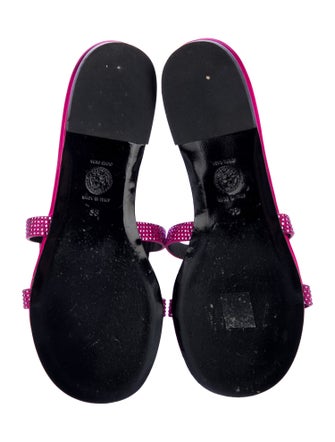 Versace Satin Crystal Embellishments Slides