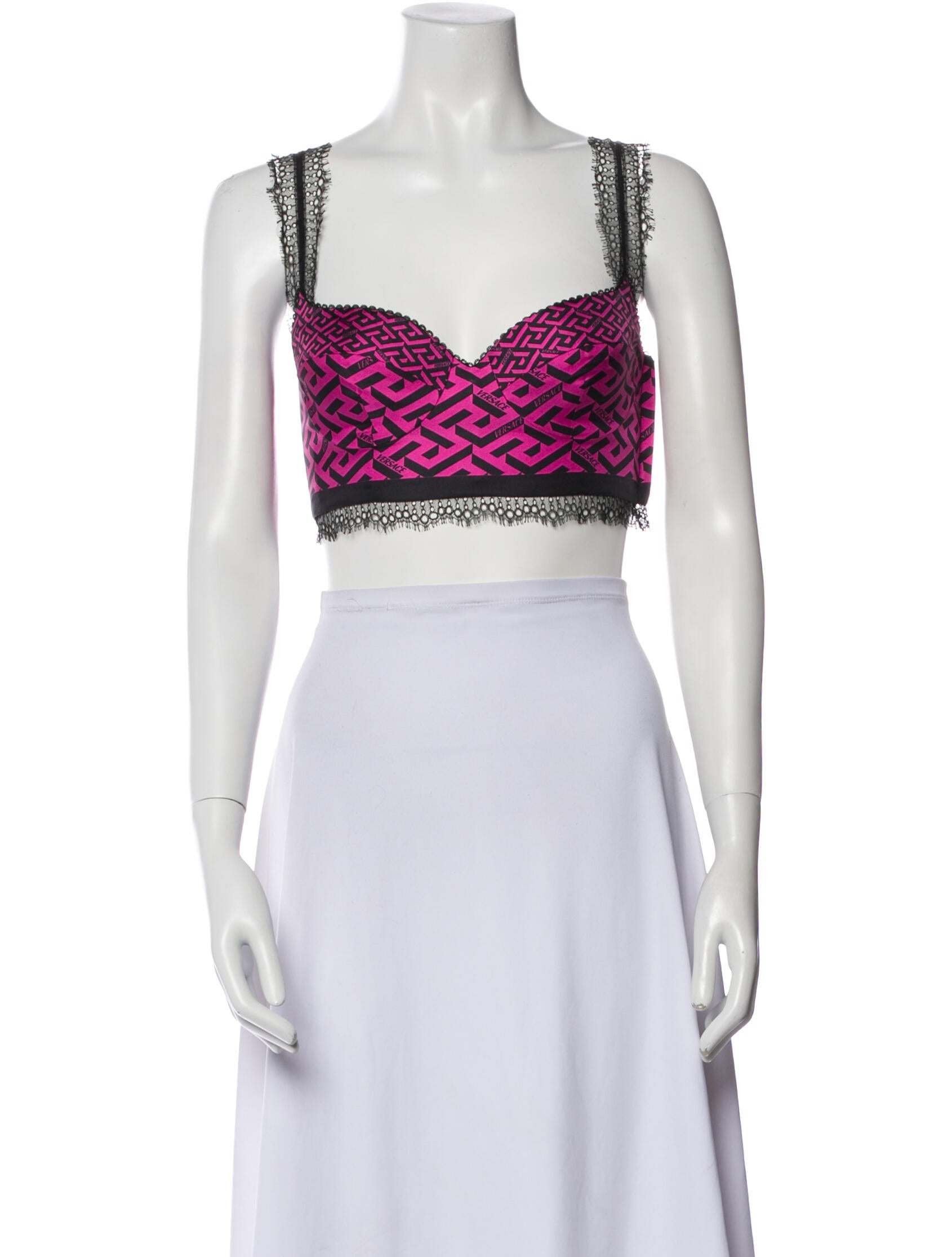 Versace Silk Printed Crop Top