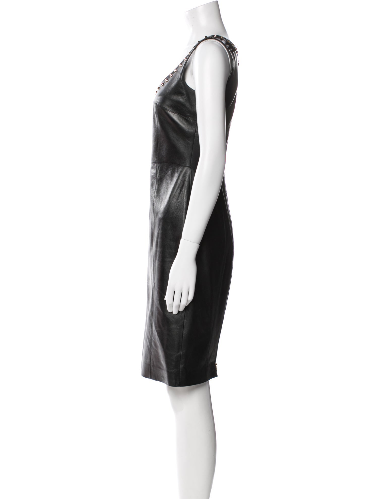 Versace Leather Knee-Length Dress