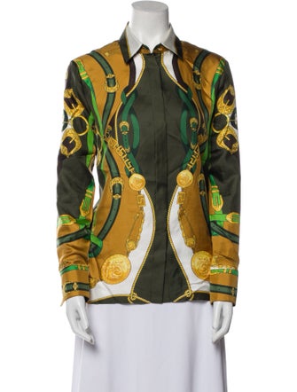 Versace Silk Printed Button-Up Top