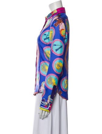 Versace Silk Printed Button-Up Top