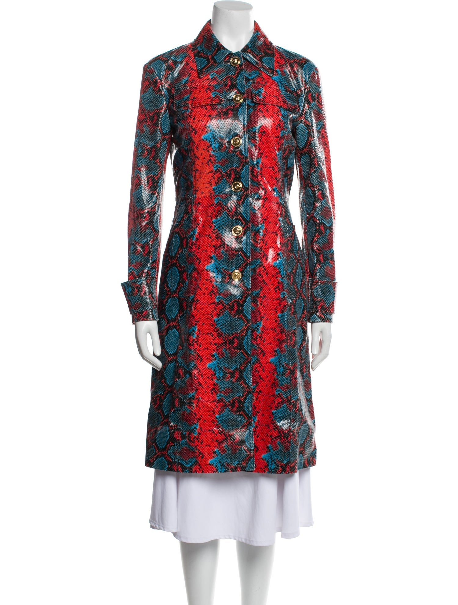 Versace Leather Animal Print Coat