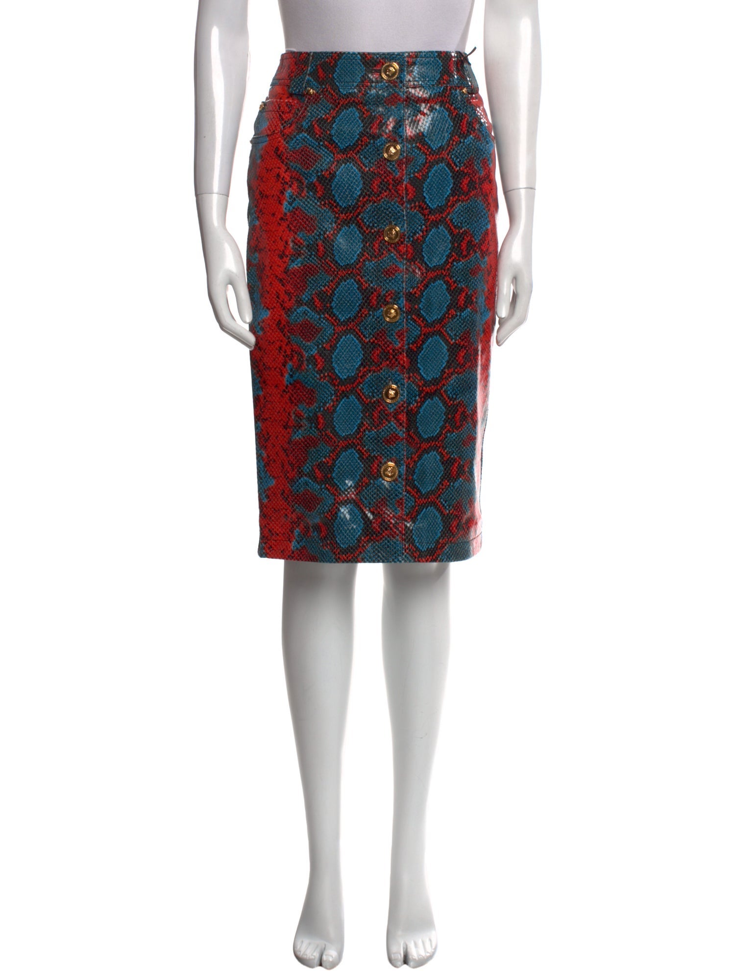 Versace Leather Knee-Length Skirt w/ Tags