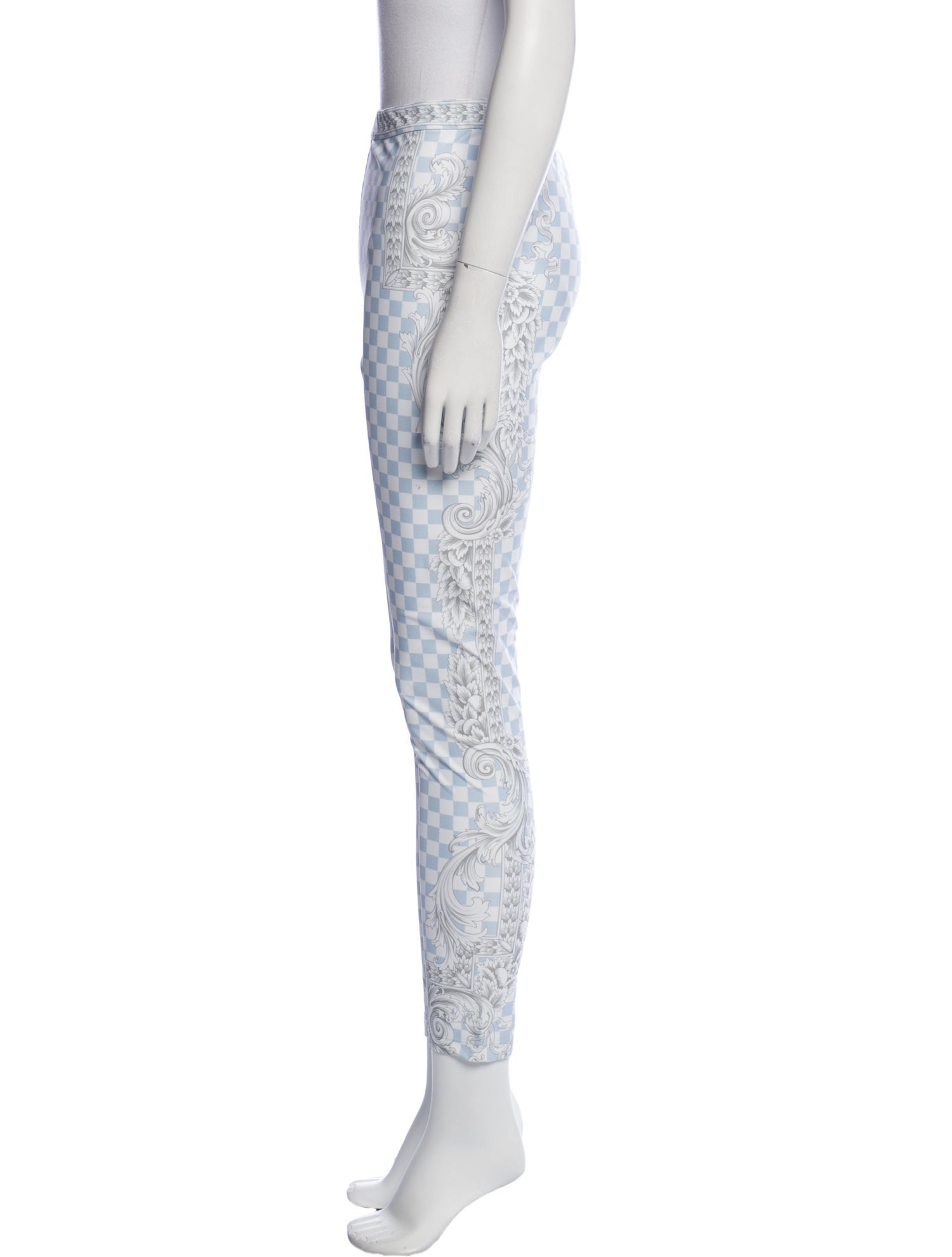 Versace Plaid Print Skinny Leg Pants