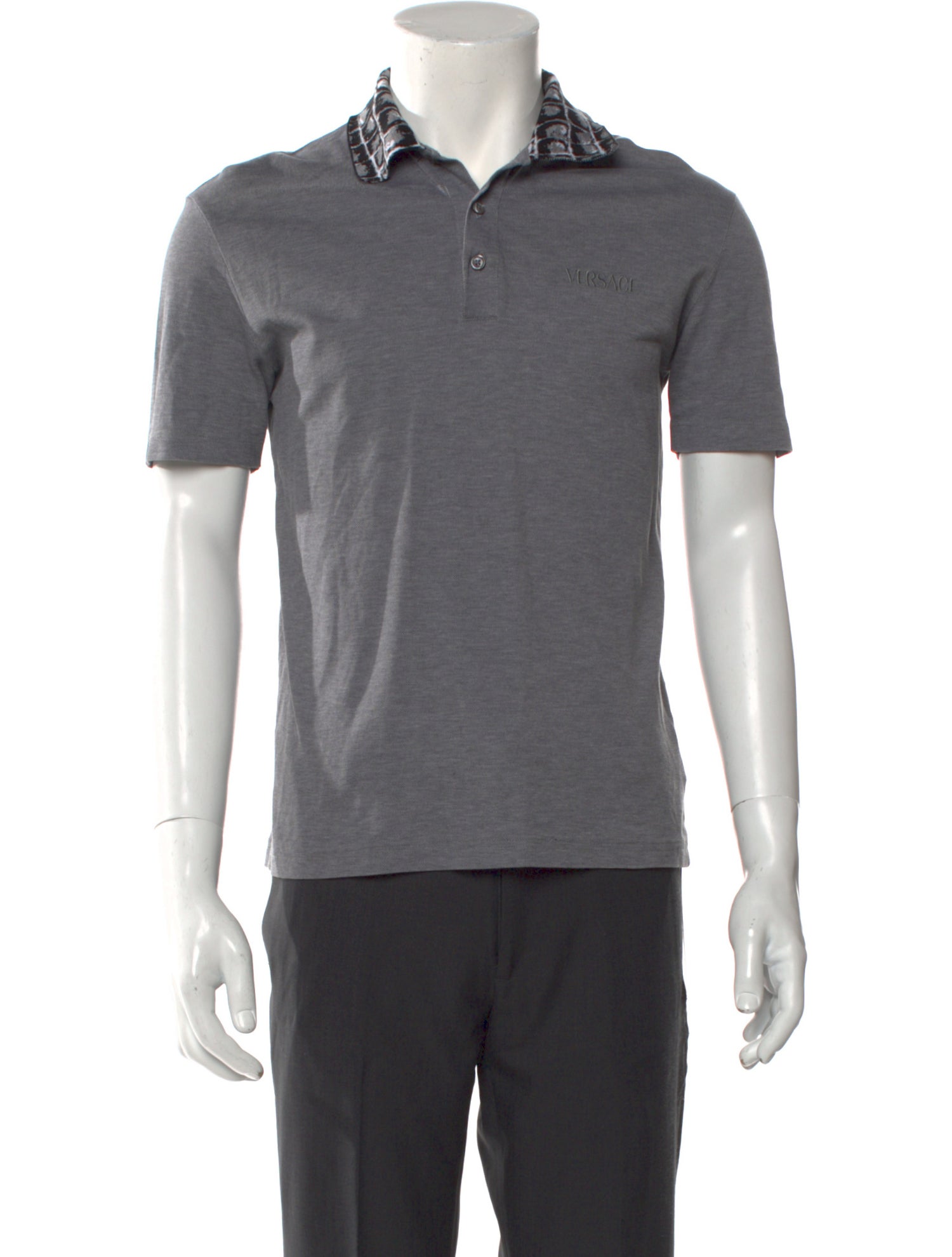 Versace Graphic Print Crew Neck Polo Shirt