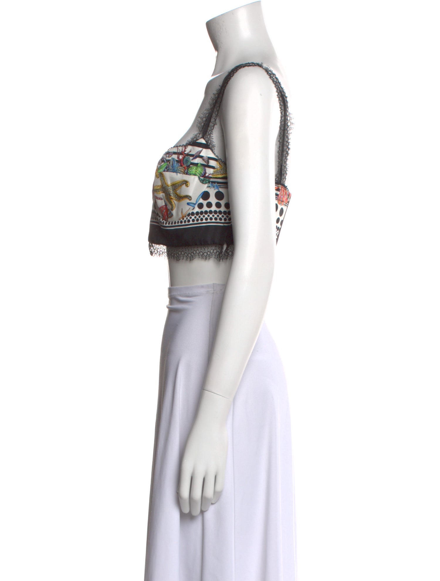 Versace Silk Striped Crop Top