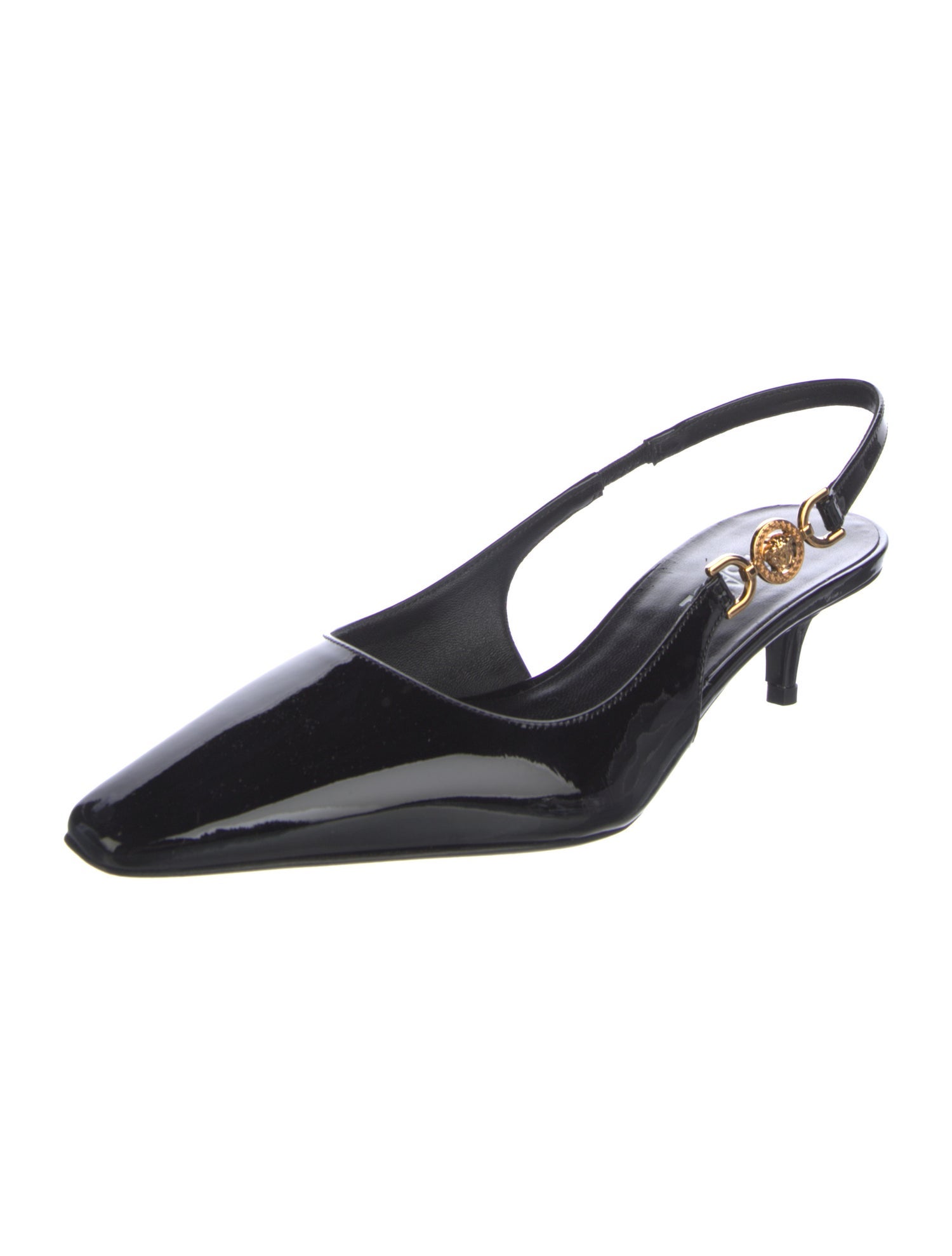 Versace Medusa Insignia Patent Leather Slingback Flats