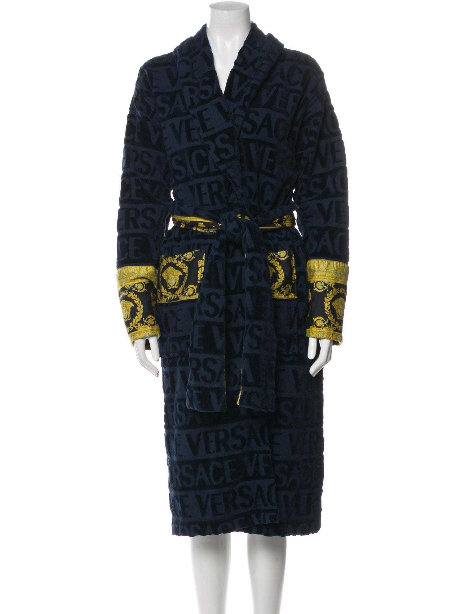 Versace Printed Embroidered Accent Robe