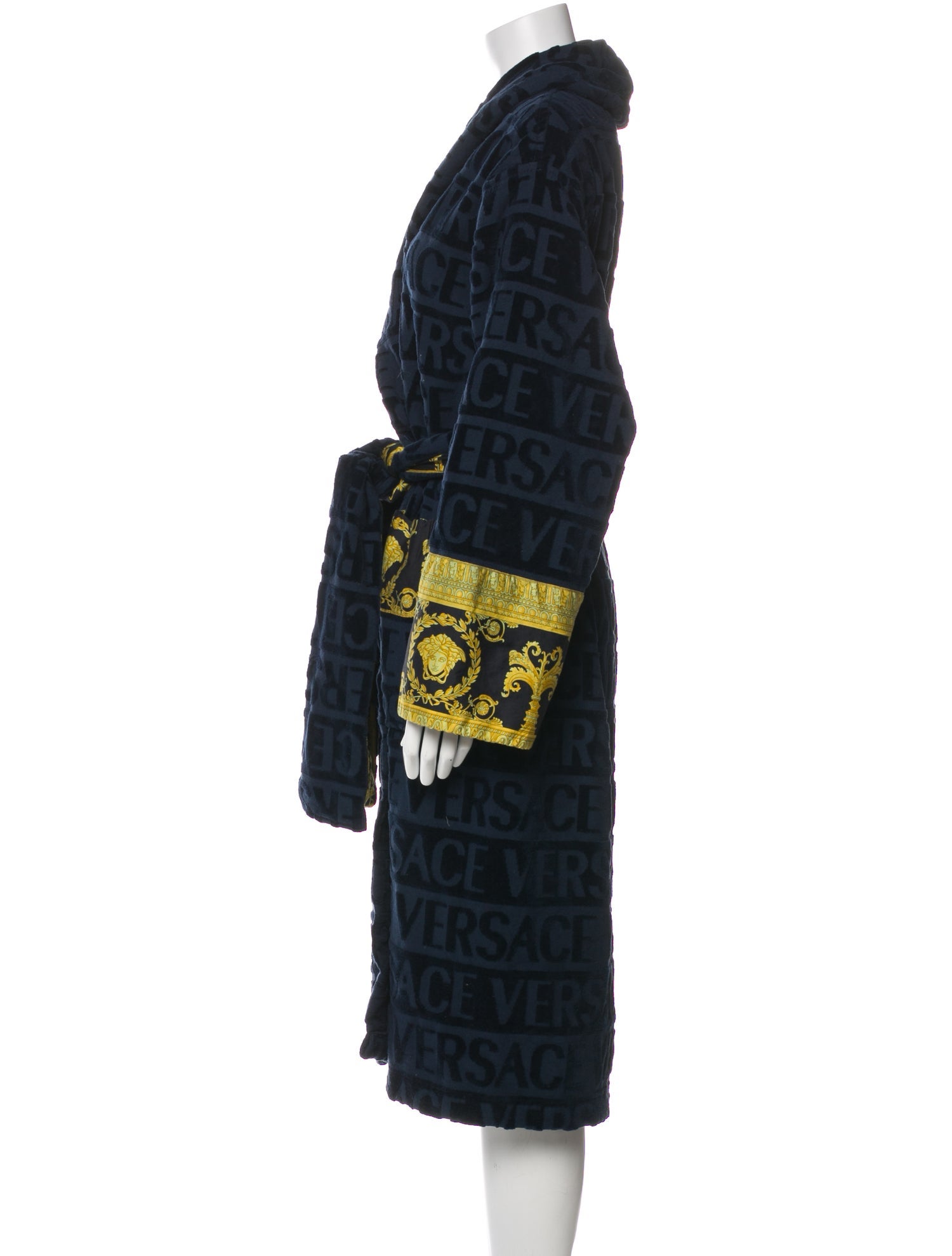 Versace Printed Embroidered Accent Robe