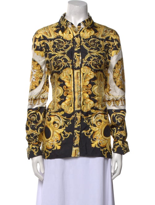 Versace Silk Printed Button-Up Top