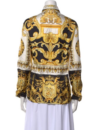Versace Silk Printed Button-Up Top