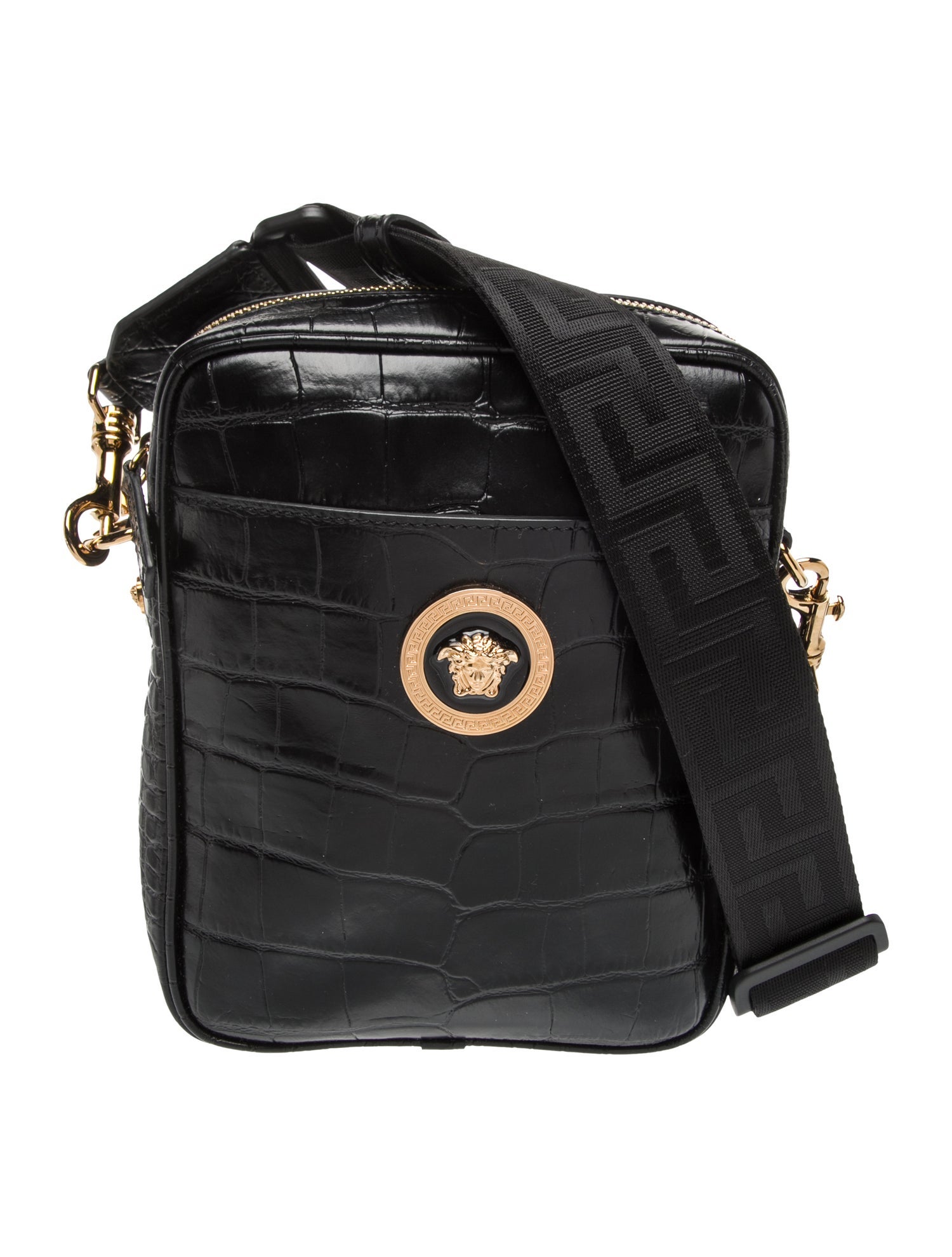 Versace Embossed Leather Crossbody Bag