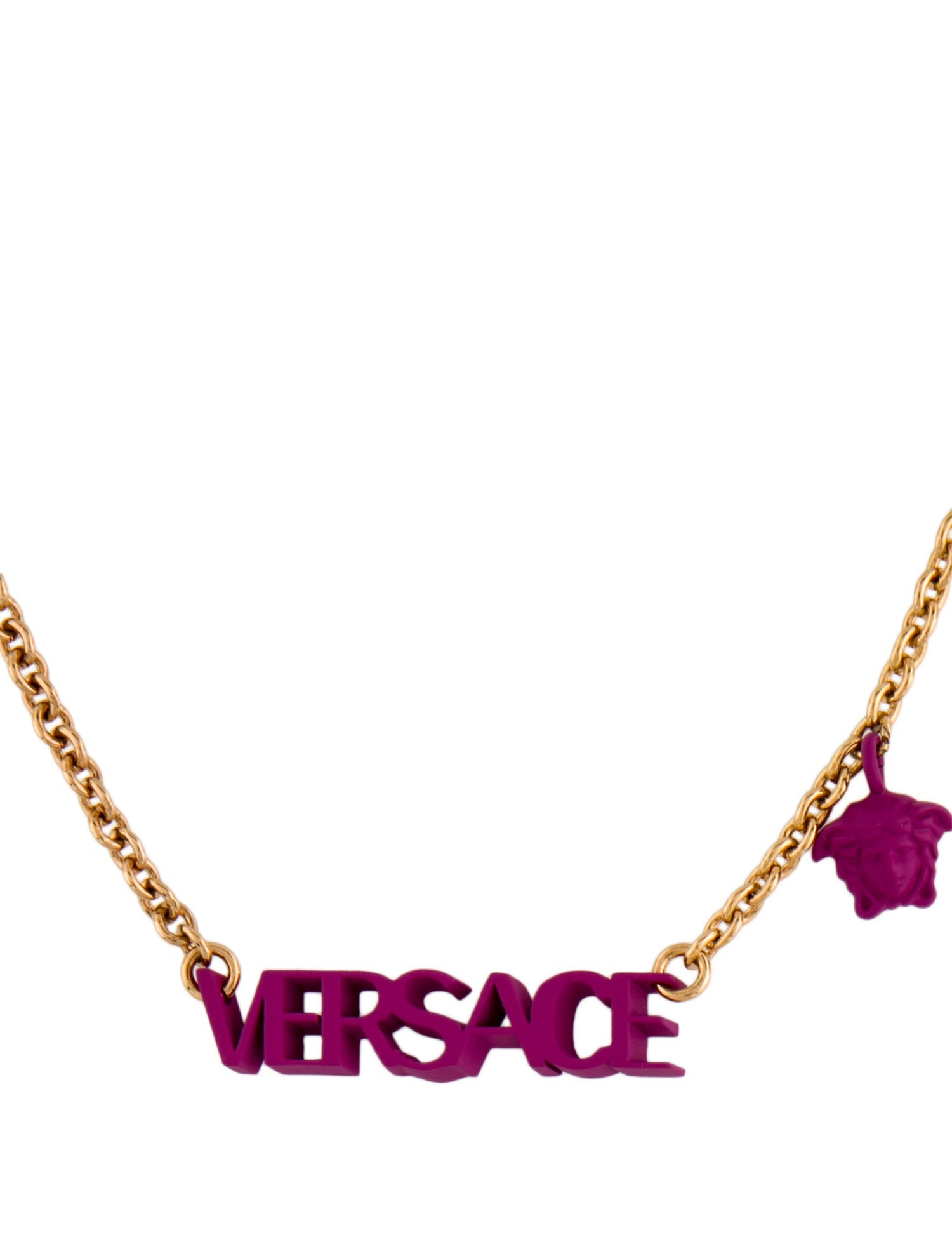 Versace Enamel Logo Medusa Charm Pendant Necklace