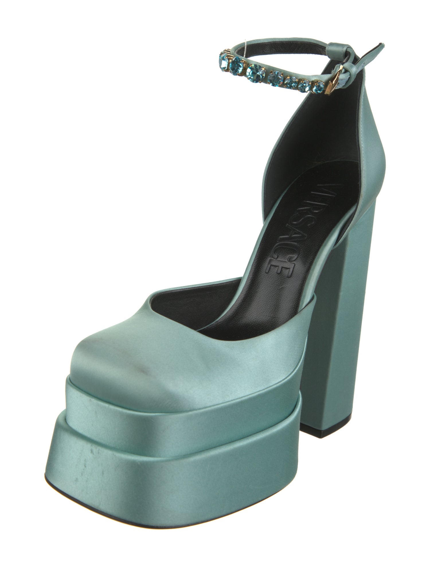 Versace Medusa Insignia Satin D'Orsay Pumps