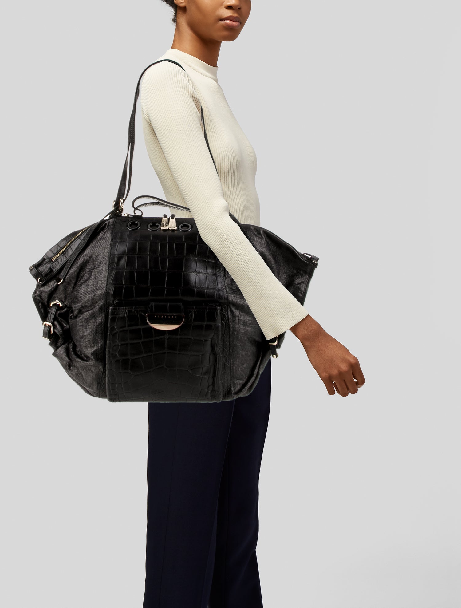 Versace Embossed Leather Hobo