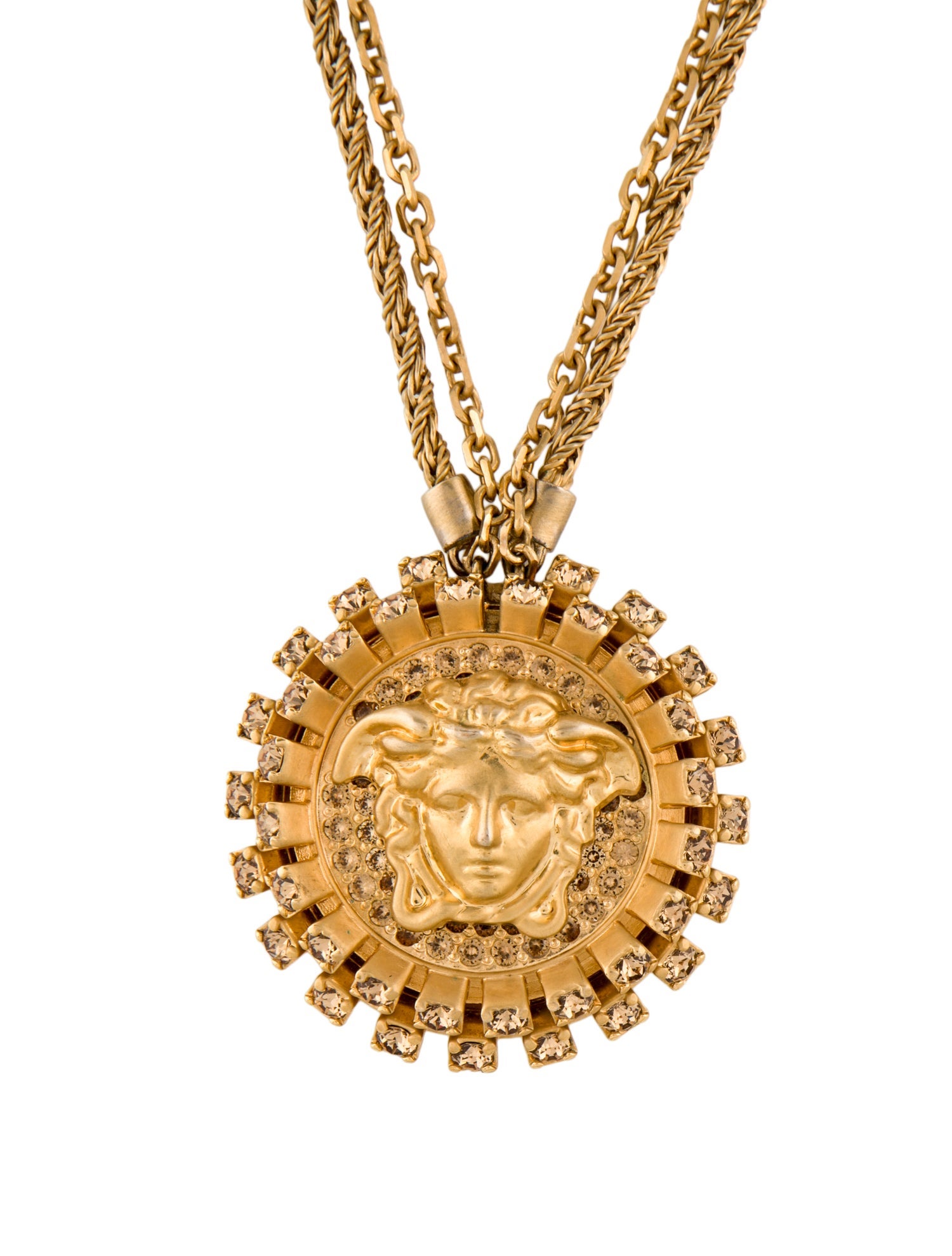 Versace Crystal Medusa Pendant Necklace