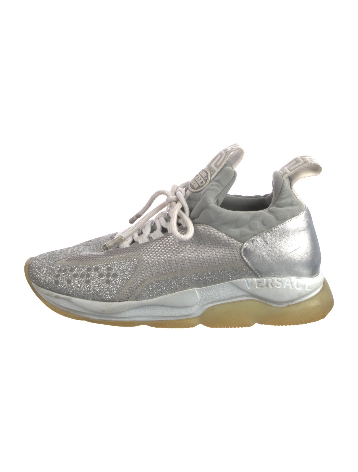 Versace Leather Glitter Accents Sneakers