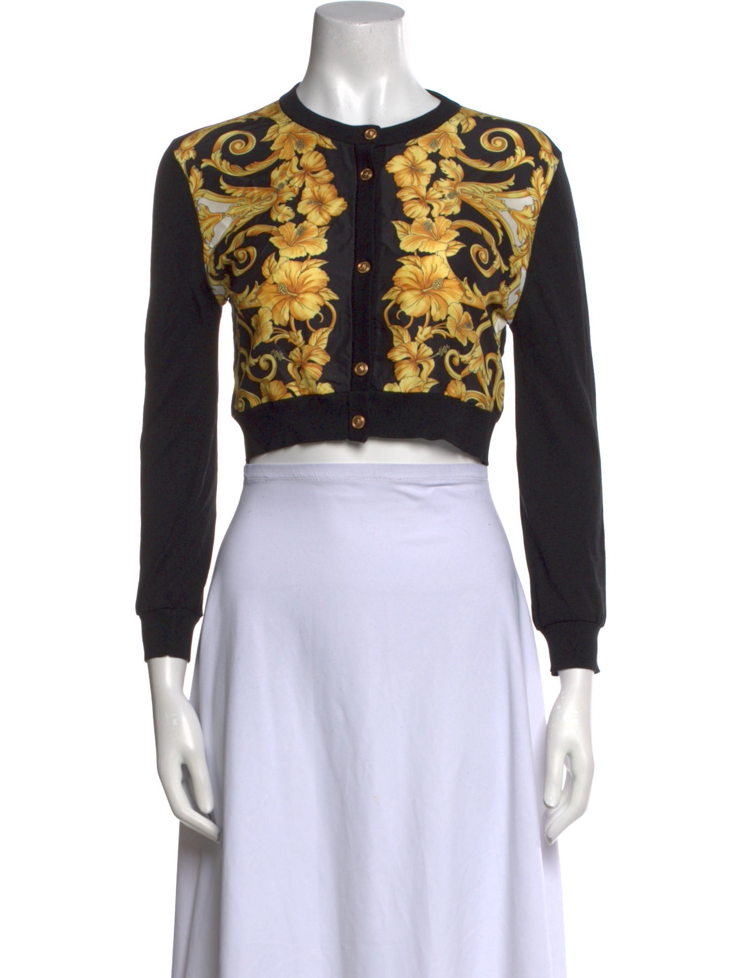 Versace Printed Crew Neck Crop Top