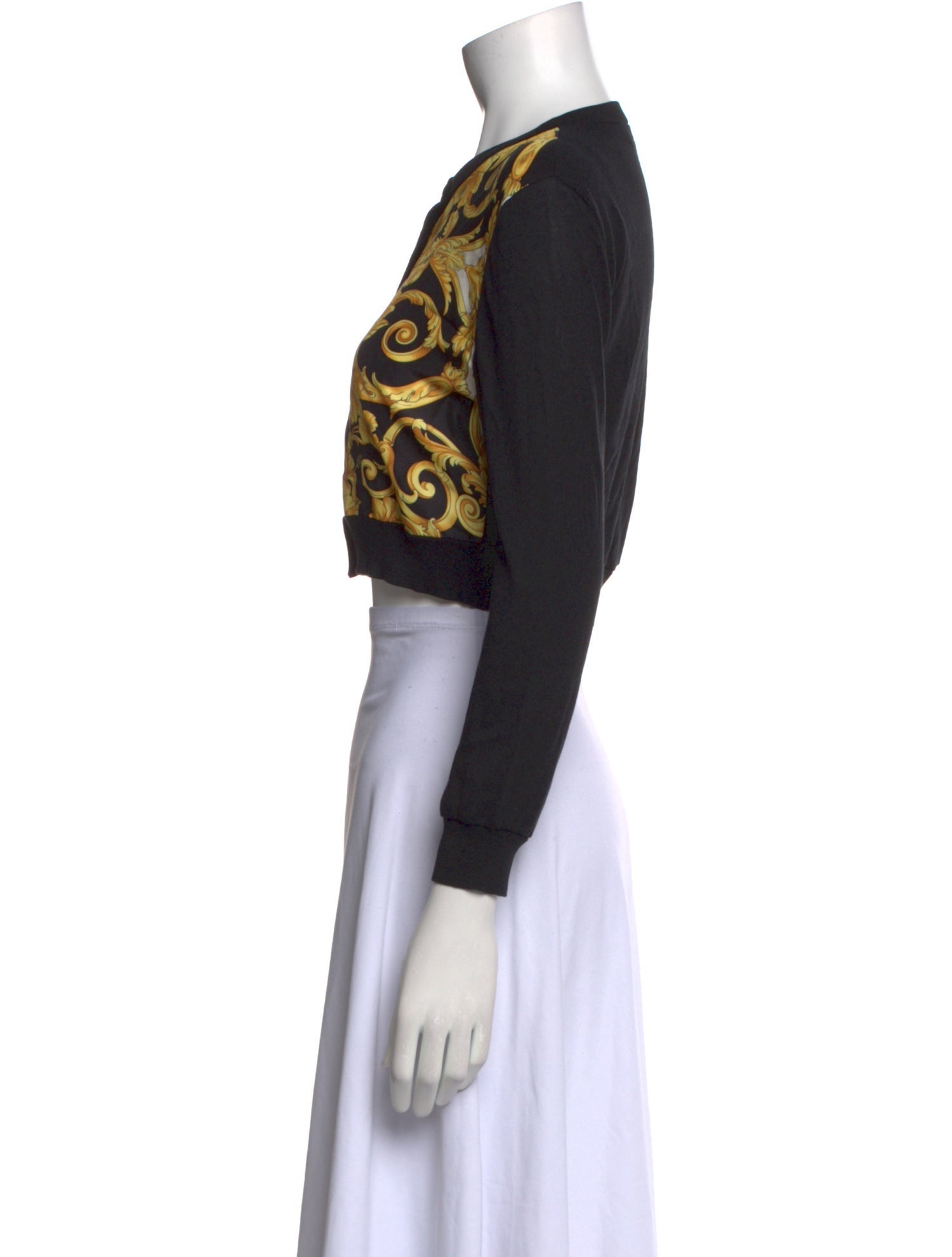 Versace Printed Crew Neck Crop Top