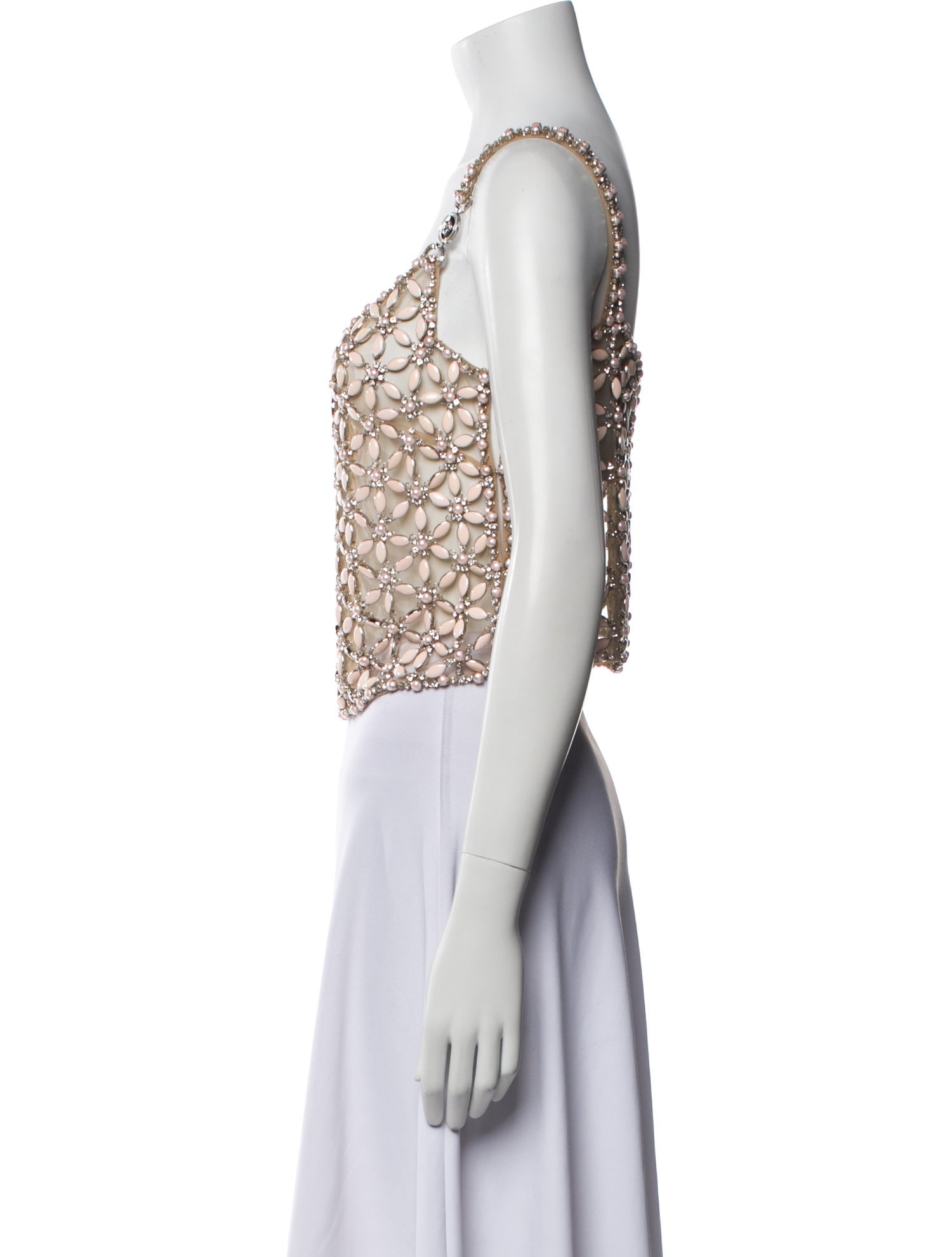 Versace Lace Pattern Scoop Neck Crop Top