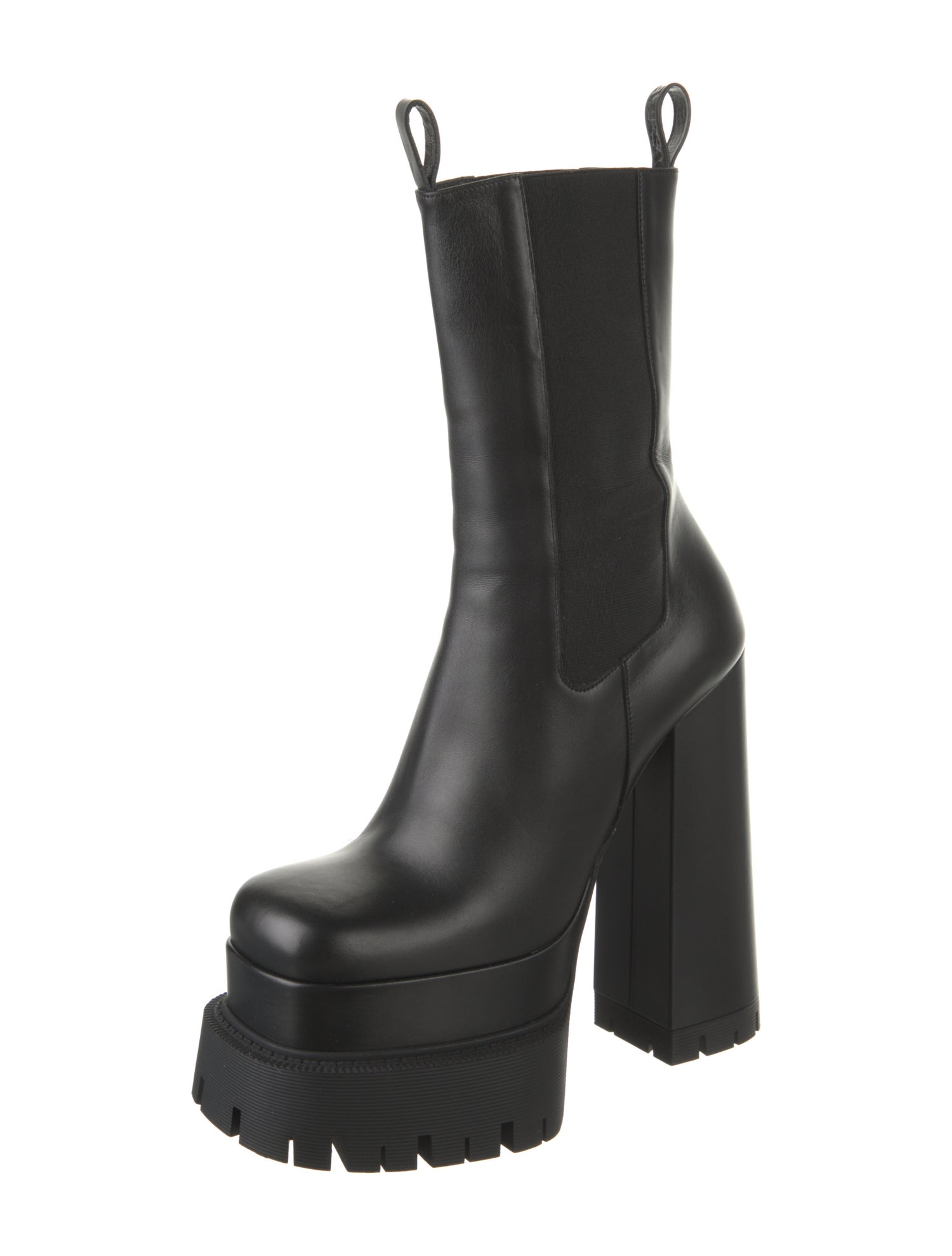 Versace Medusa Insignia Leather Rain Boots