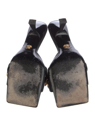 Versace Leather Chain-Link Accents Slides