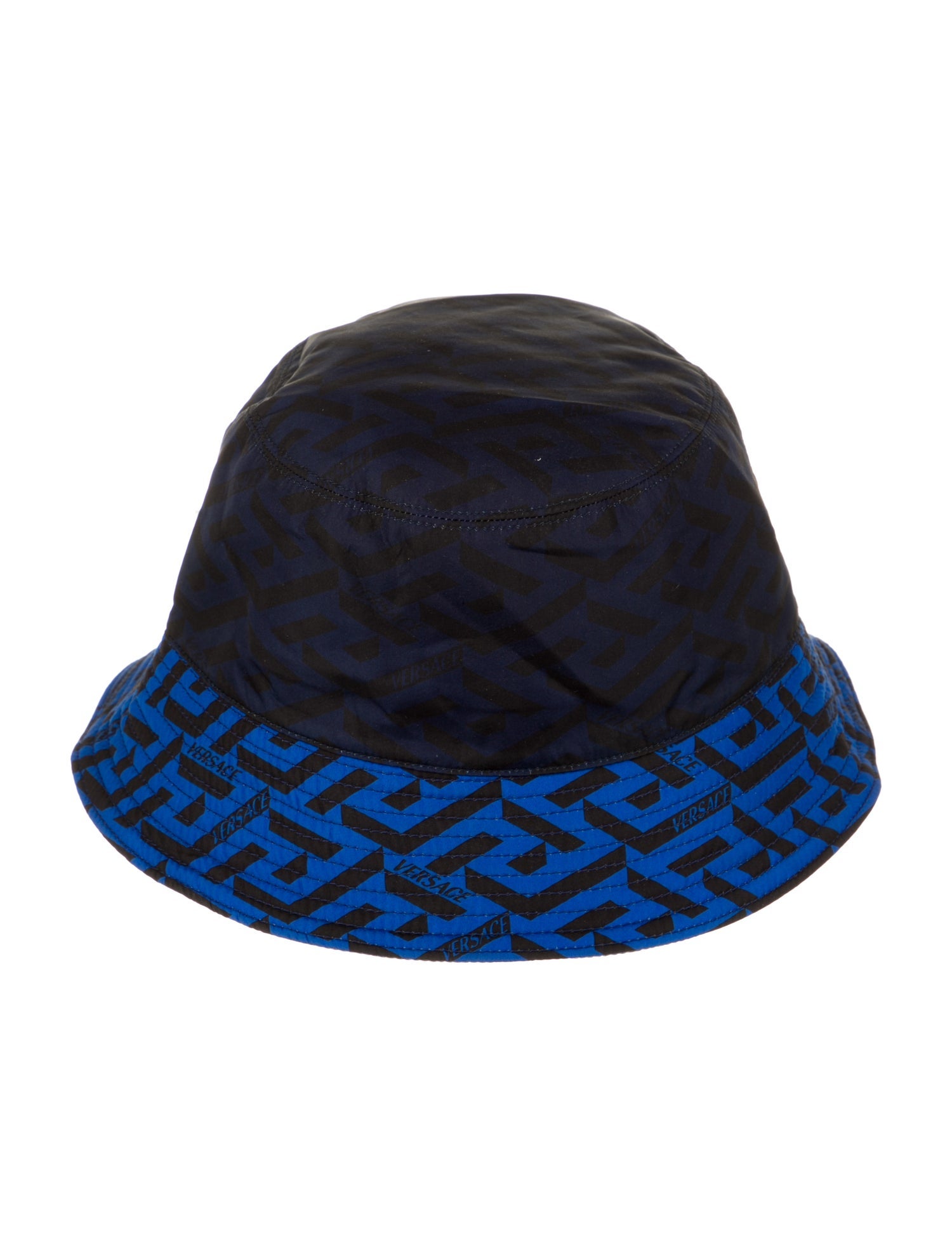Versace Blue Pattern Printed Nylon Bucket Hat