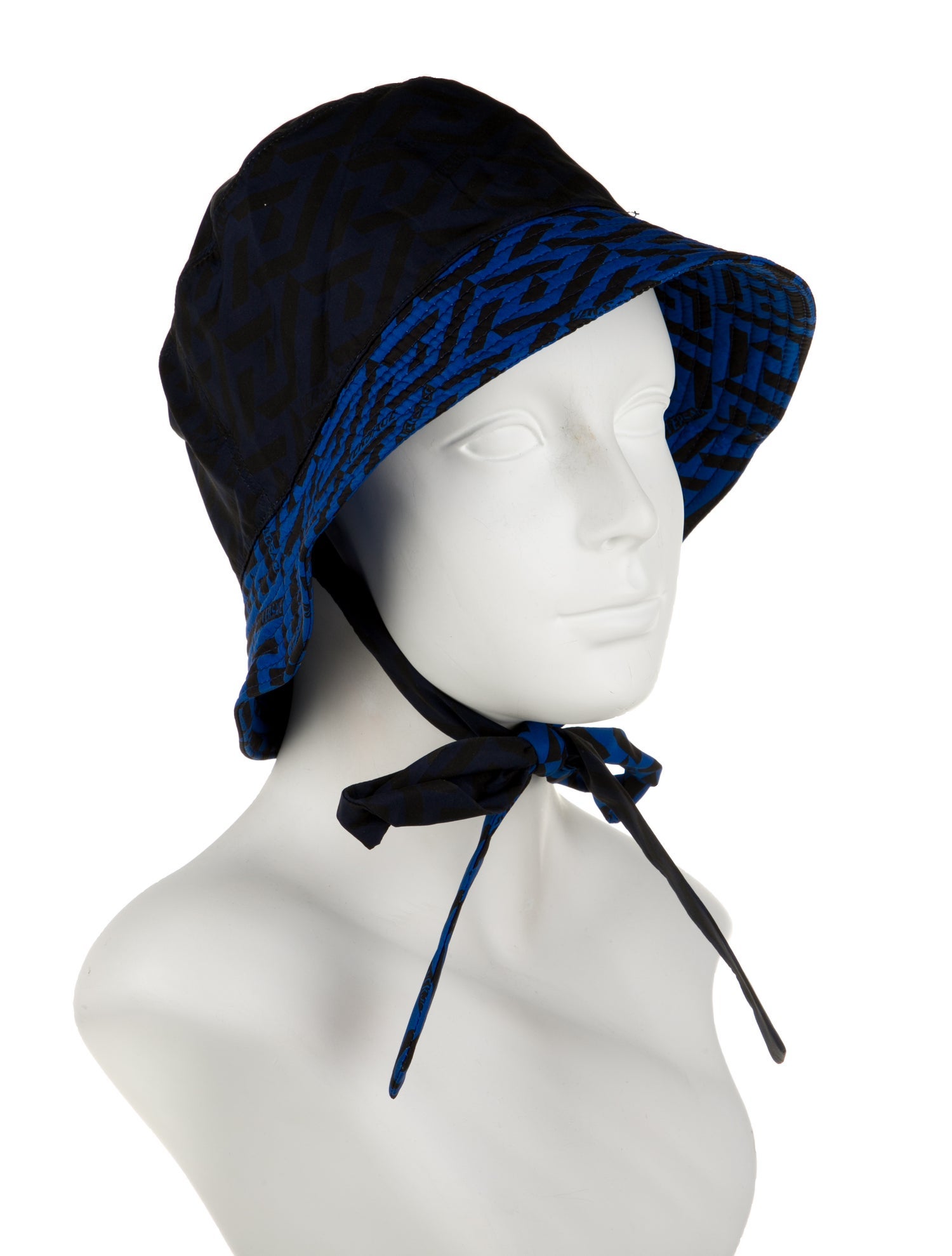 Versace Blue Pattern Printed Nylon Bucket Hat