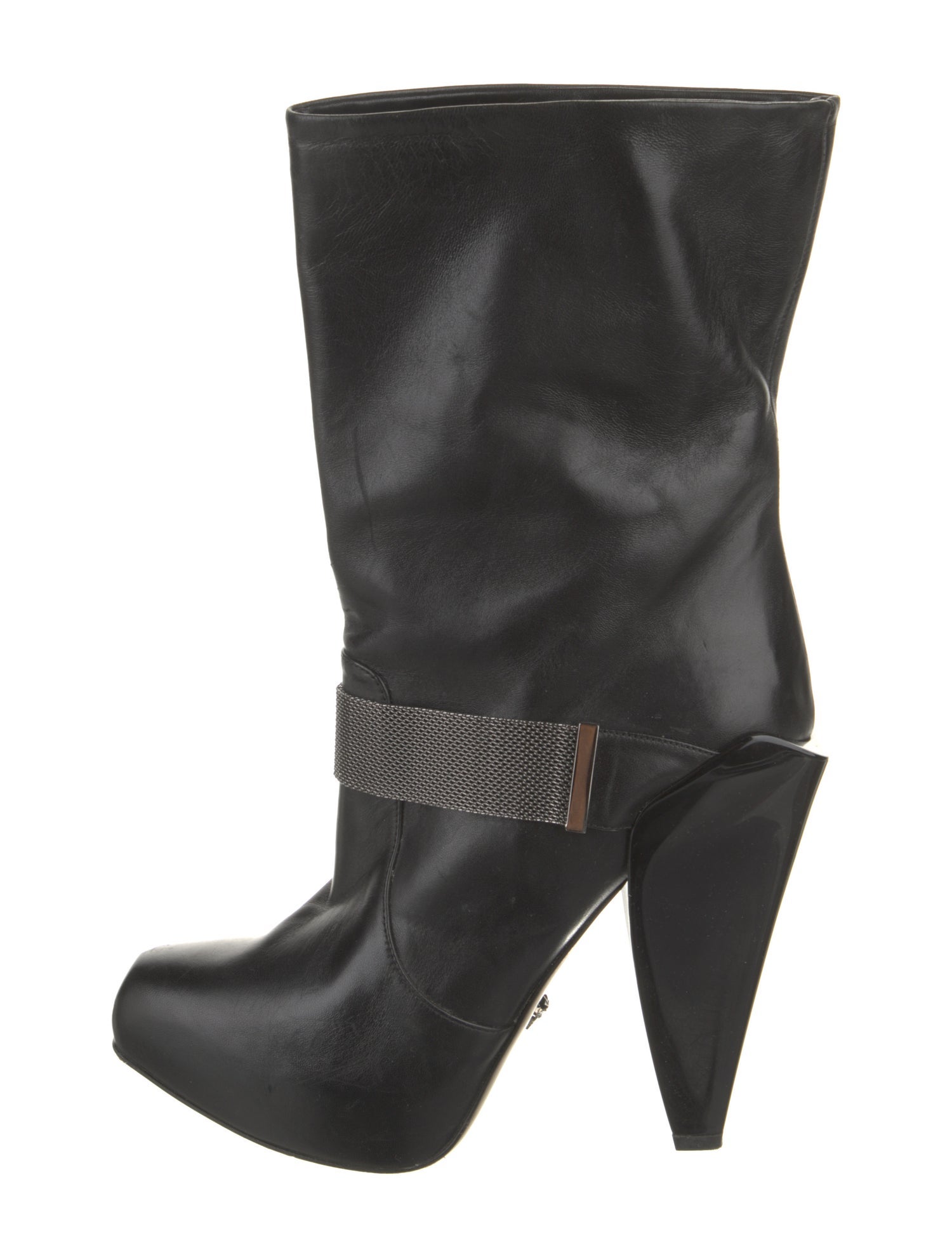 Versace Leather Chain-Link Accents Boots