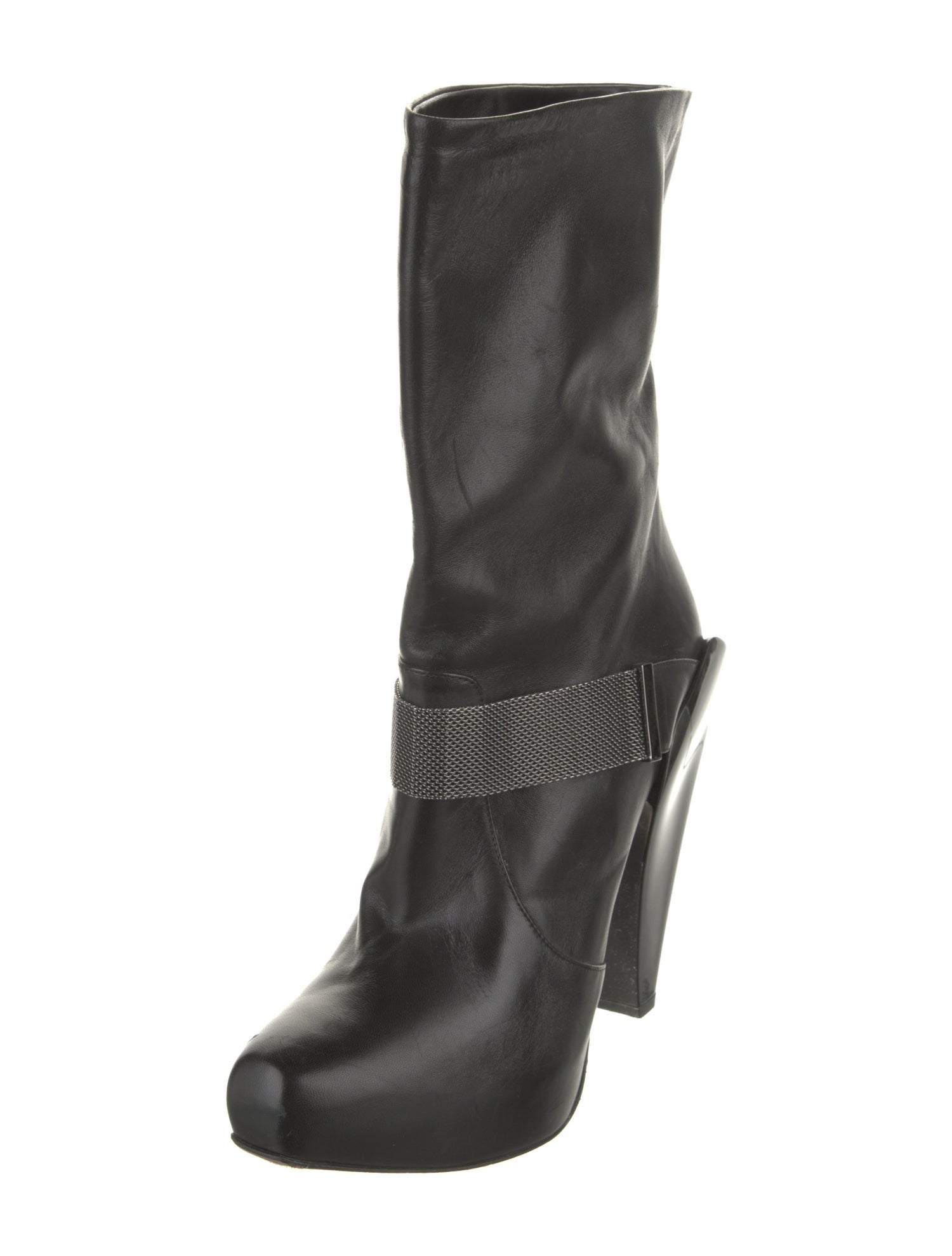Versace Leather Chain-Link Accents Boots