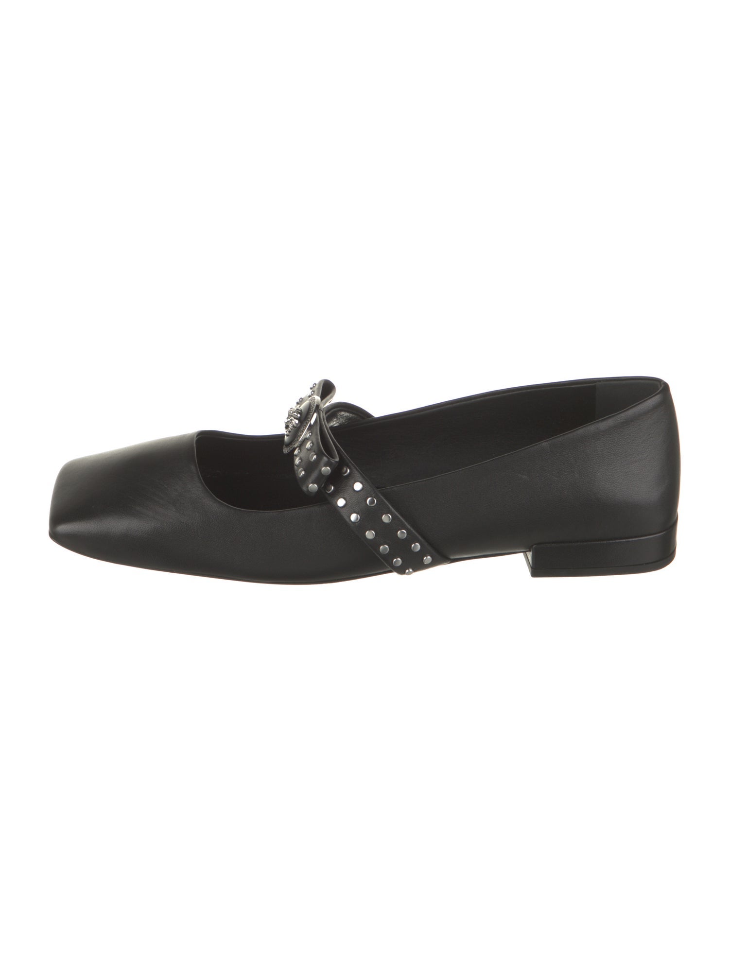 Versace Leather Studded Accents Mary Jane Flats