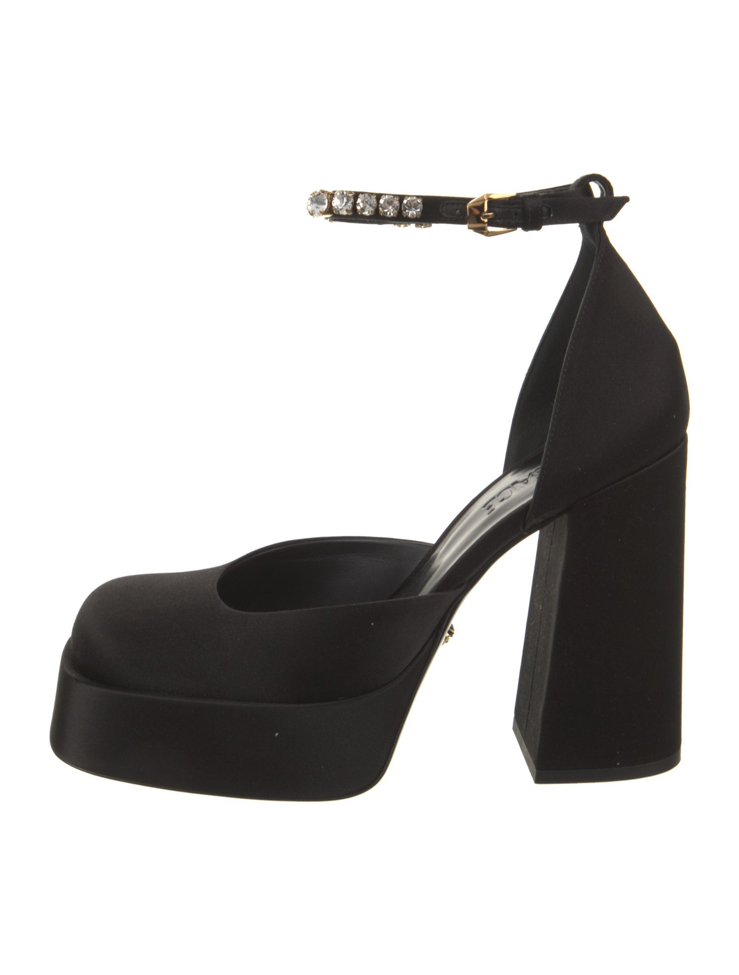 Versace Satin Crystal Embellishments D'Orsay Pumps