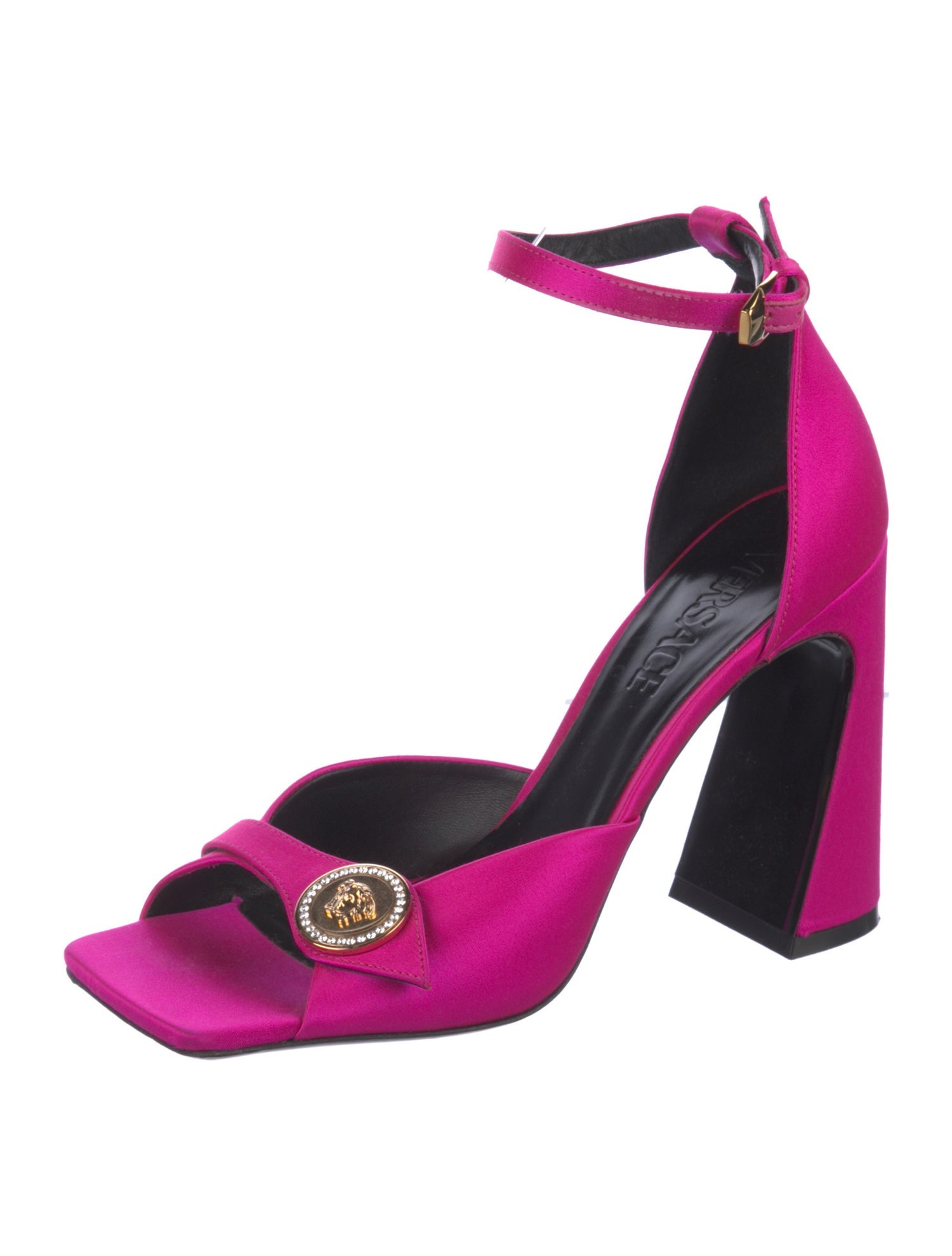 Versace Satin Crystal Embellishments Sandals