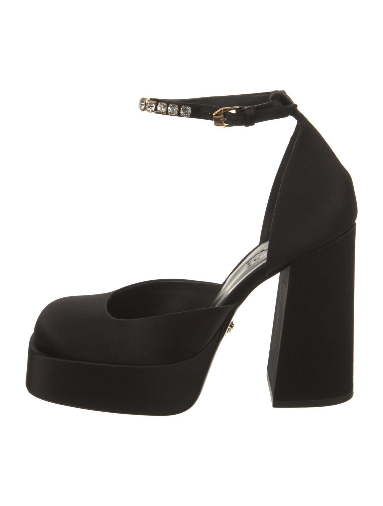 Versace Satin Crystal Embellishments D'Orsay Pumps