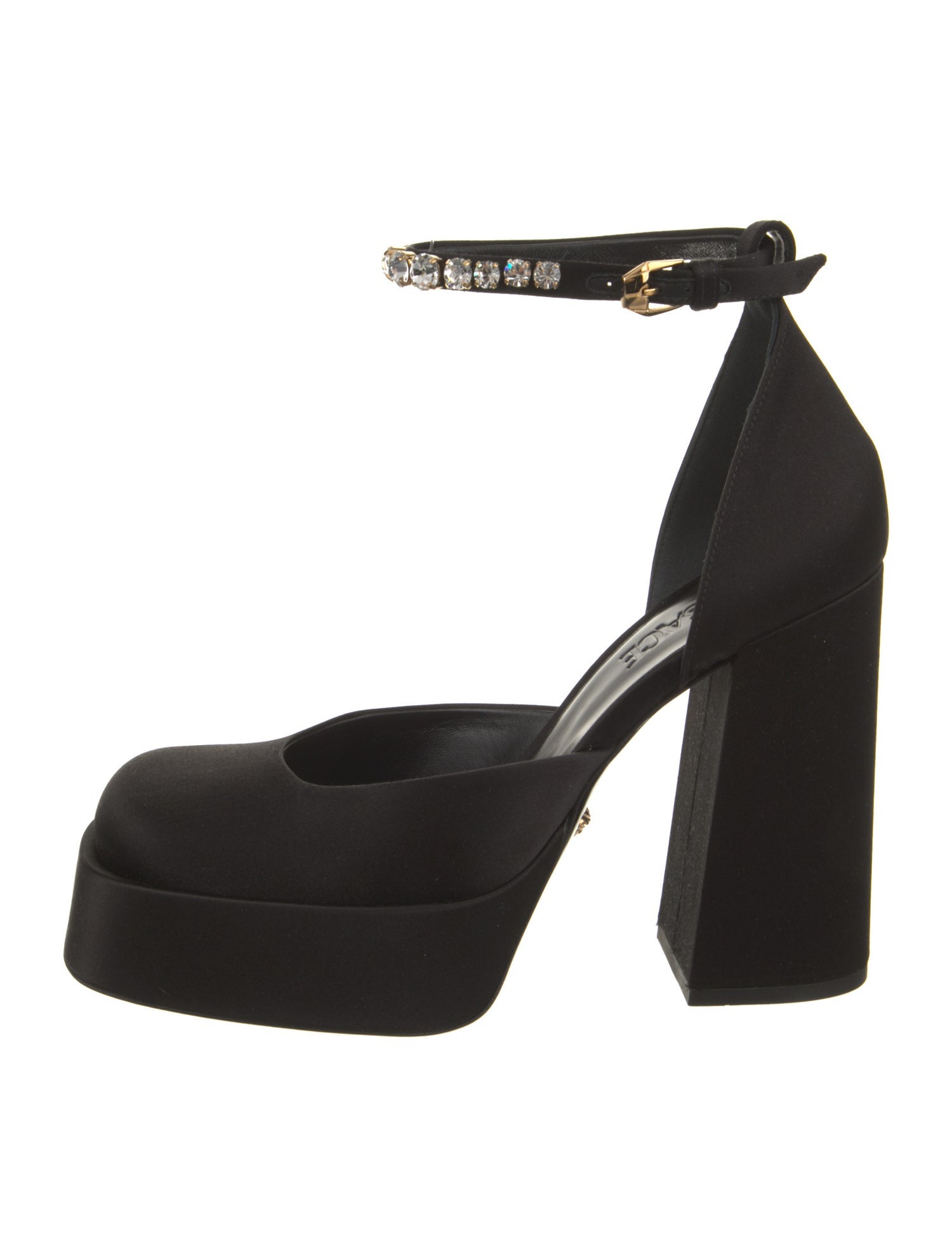 Versace Satin Crystal Embellishments D'Orsay Pumps