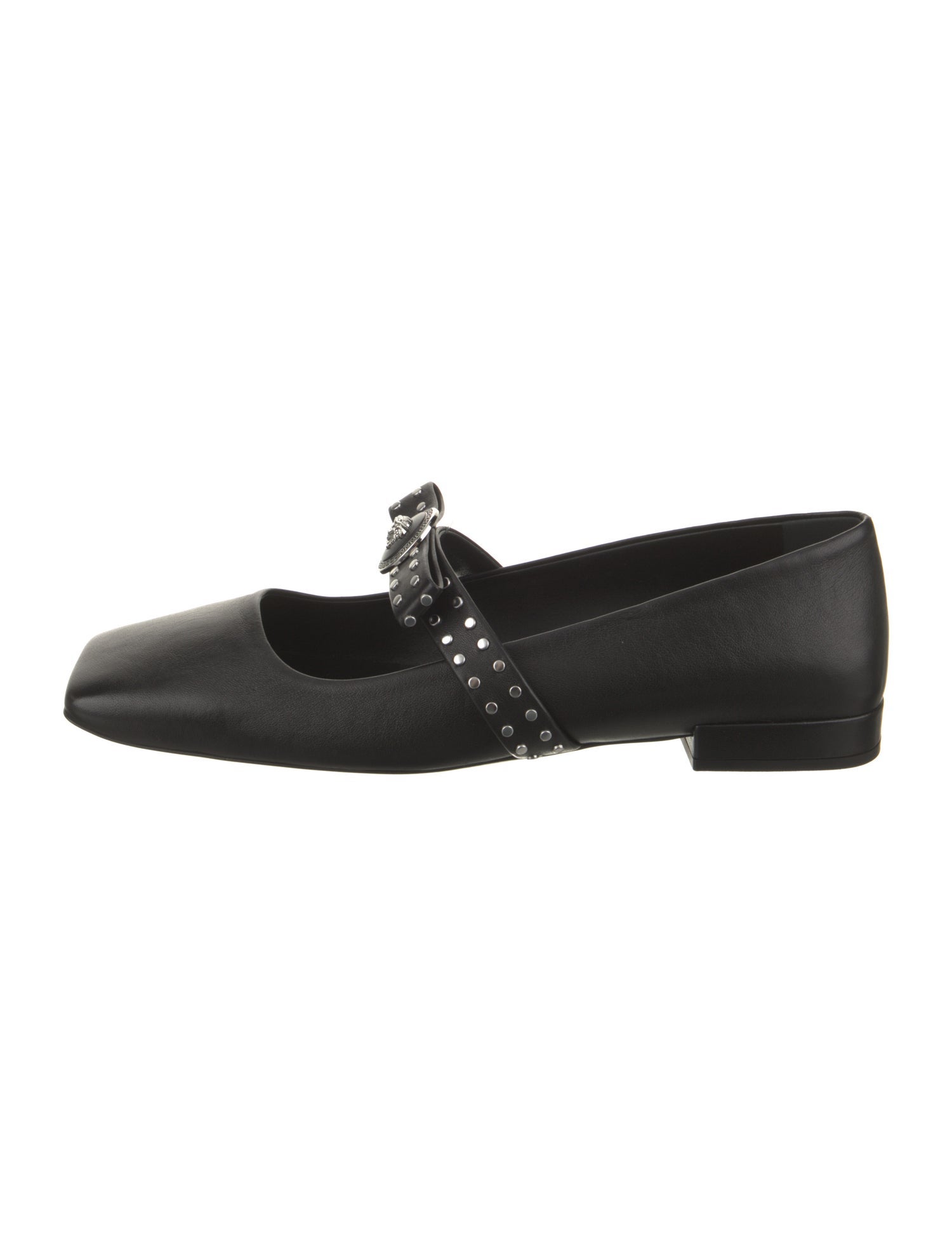Versace Leather Bow Accents Mary Jane Flats