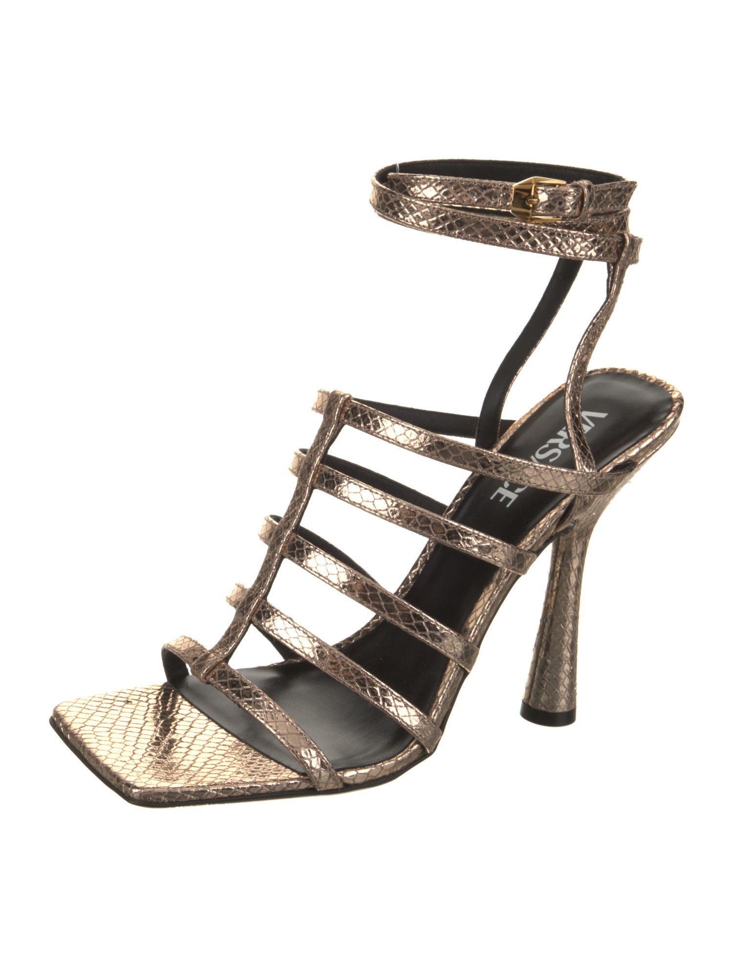 Versace Embossed Leather Animal Print Gladiator Sandals