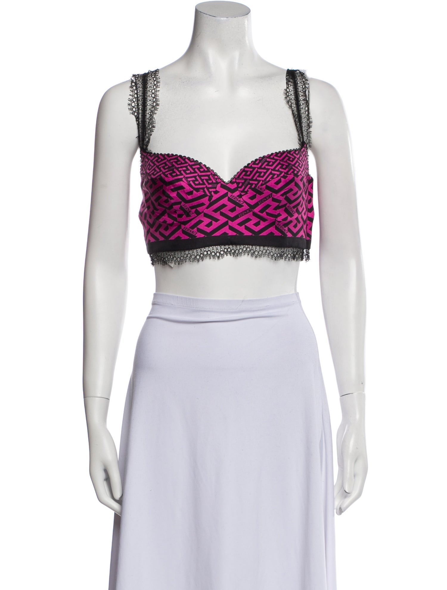 Versace Silk Lace Pattern Crop Top