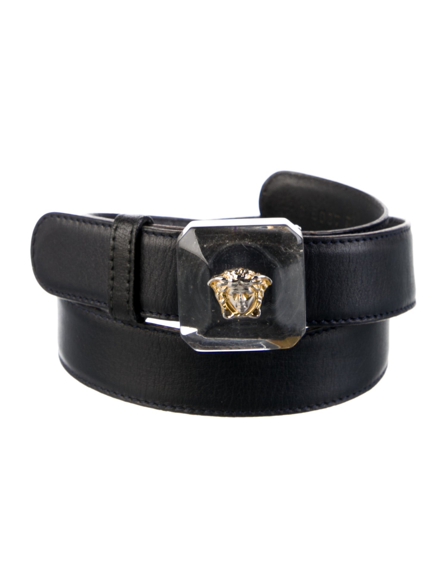 Versace Leather Crystal Embellishments Waist Belt