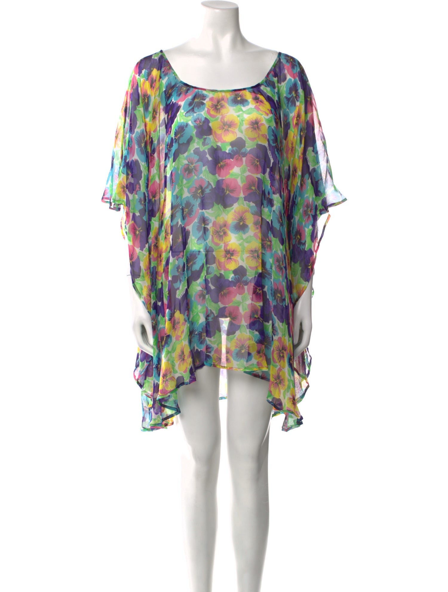 Versace Floral Print Bateau Neckline Tunic